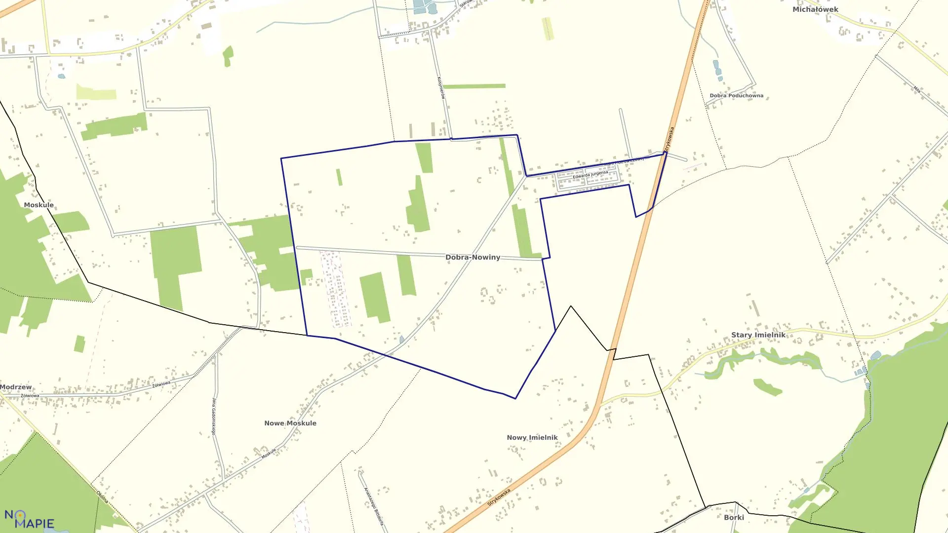 Mapa obrębu DOBRA-NOWINY w gminie Stryków