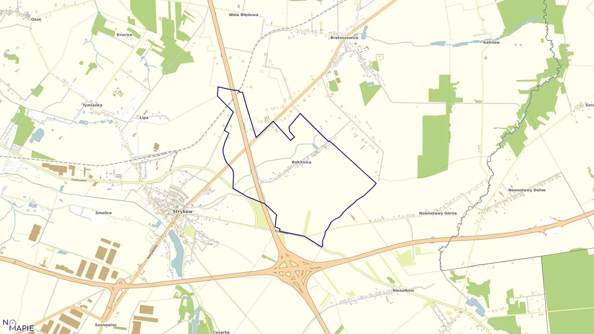 Mapa obrębu ROKITNICA w gminie Stryków