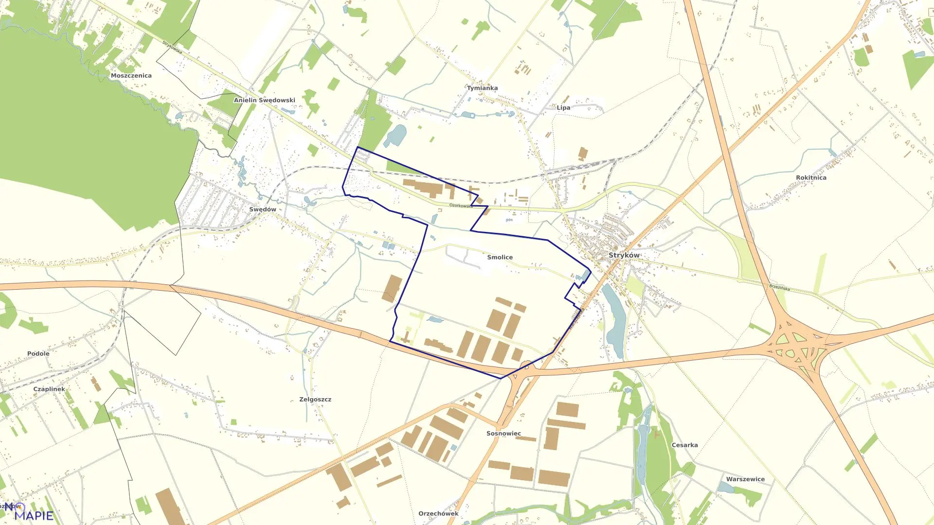 Mapa obrębu SMOLICE w gminie Stryków