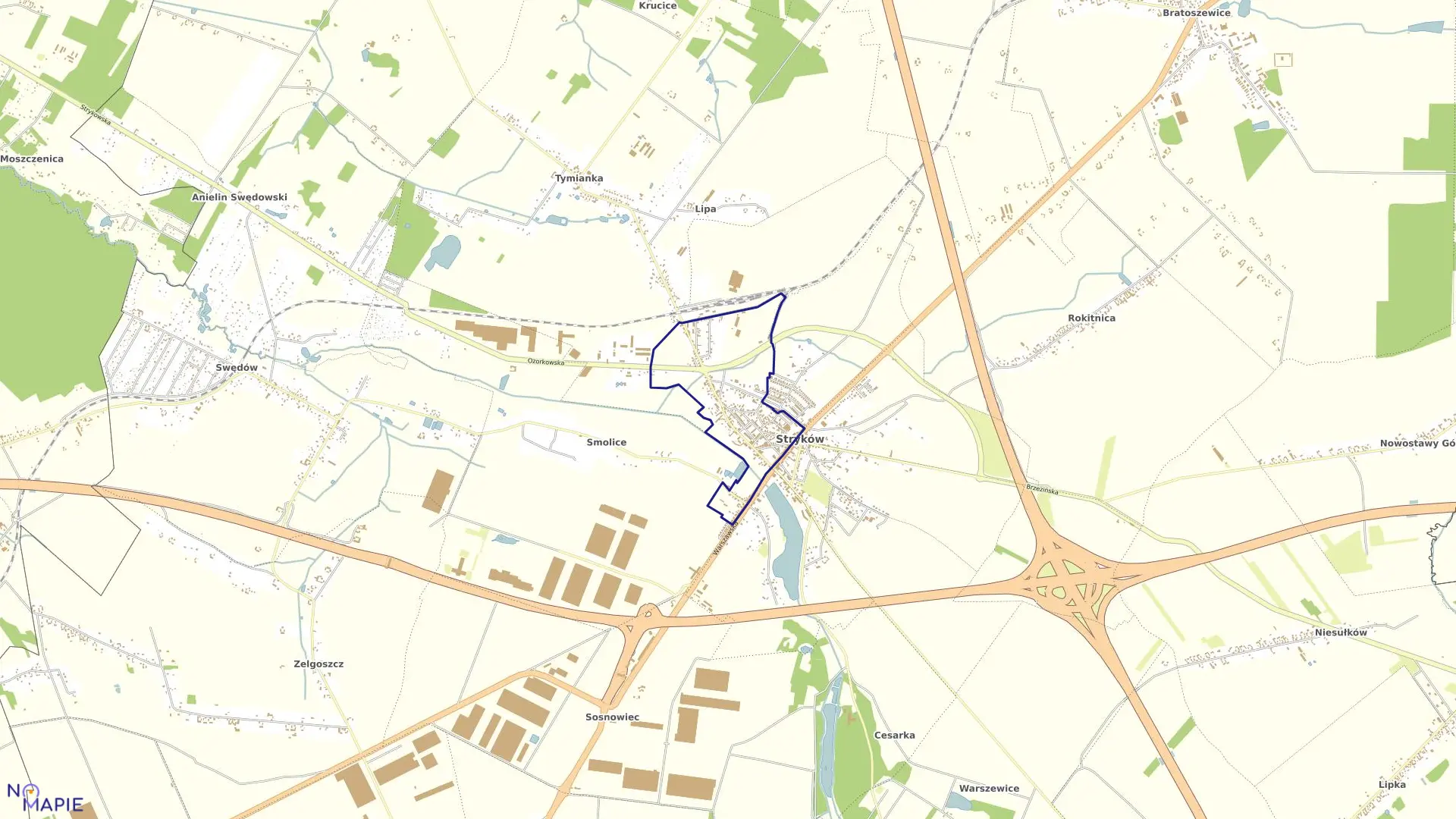 Mapa obrębu STRYKÓW 2 w gminie Stryków