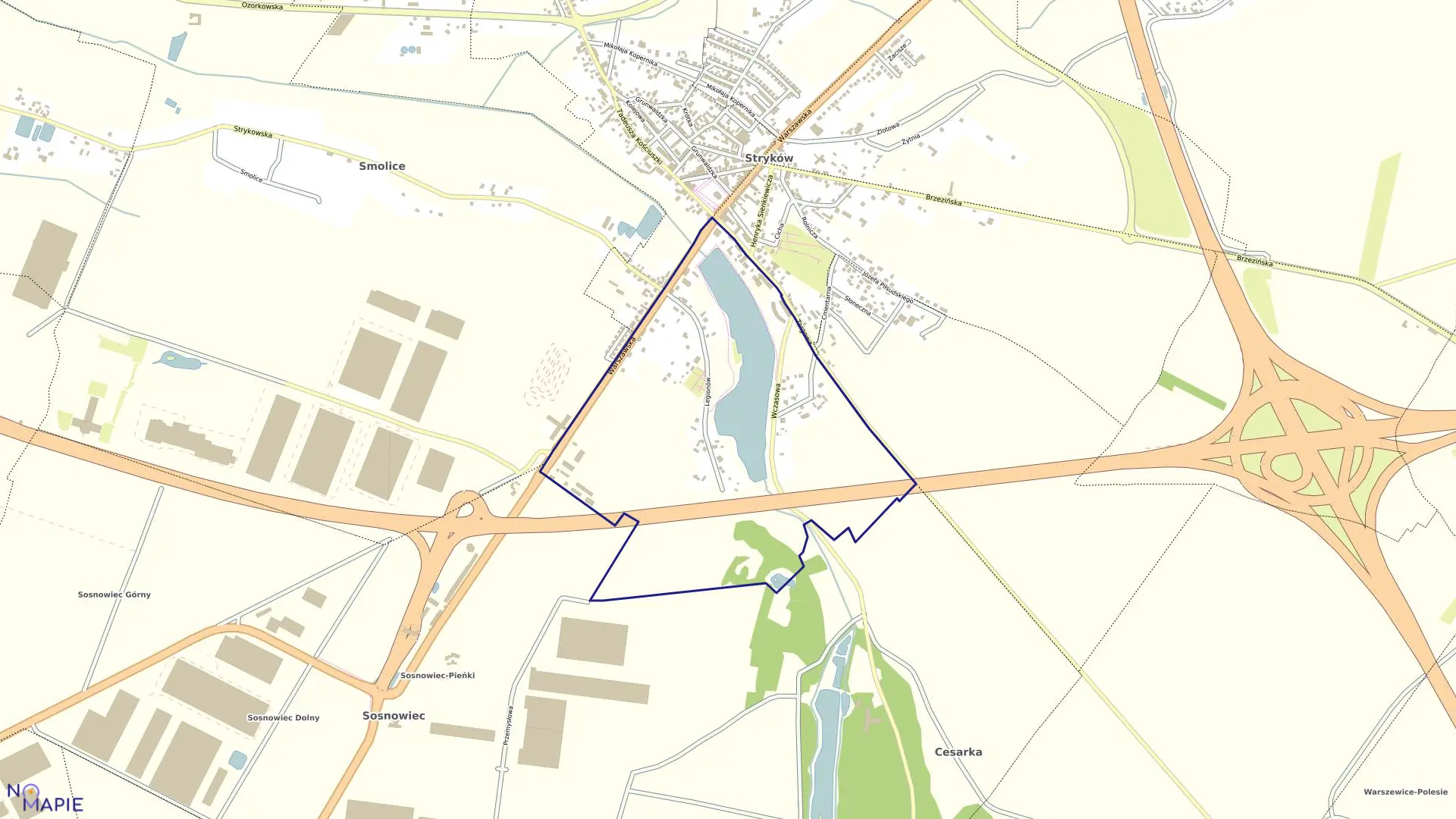 Mapa obrębu STRYKÓW 5 w gminie Stryków