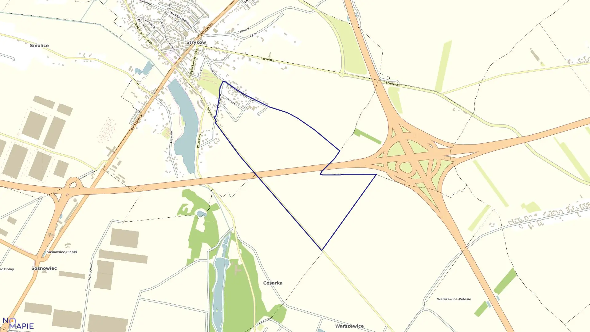 Mapa obrębu STRYKÓW 7 w gminie Stryków