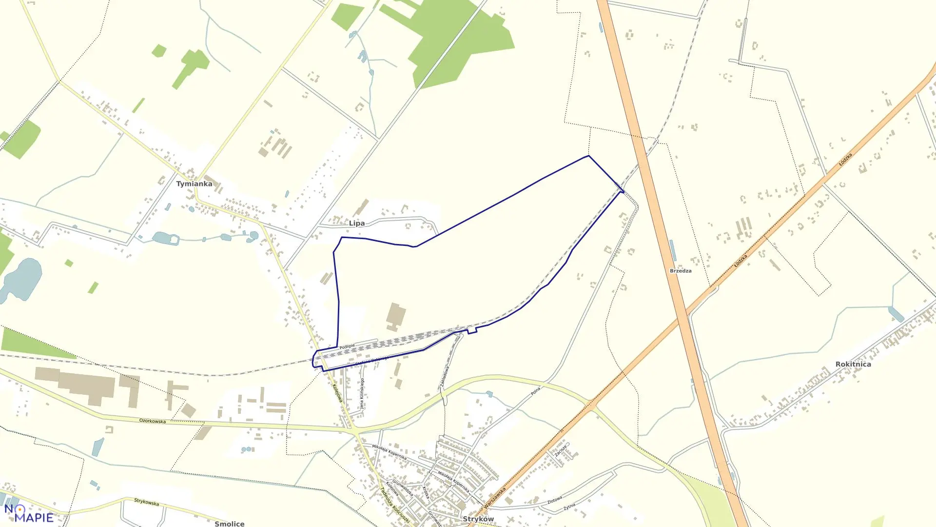 Mapa obrębu STRYKÓW w gminie Stryków